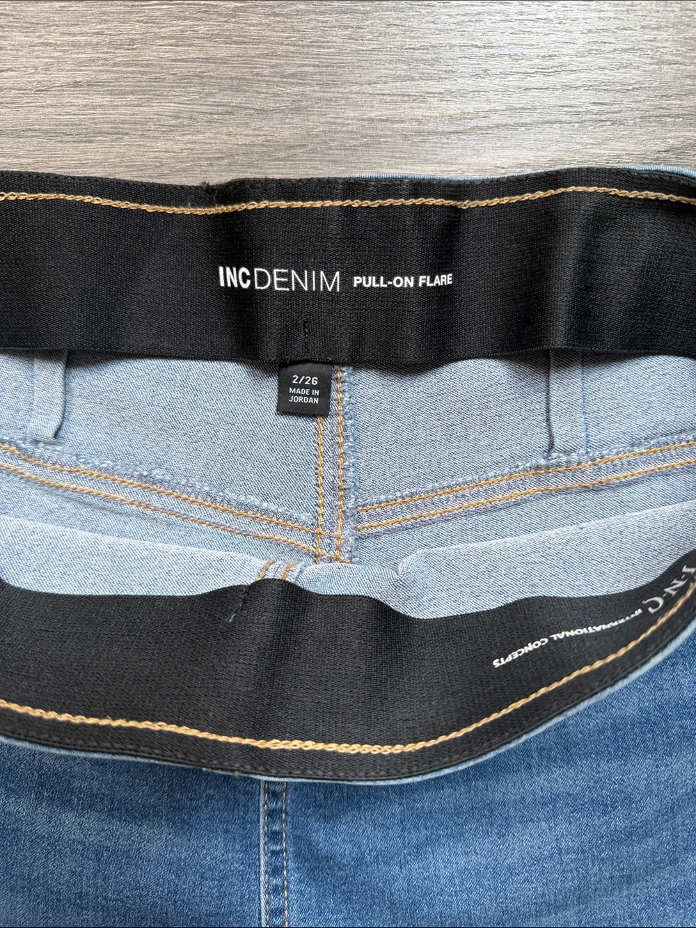 INC International Concepts Pull-On Flare Jeans | Size 2/26 | Raw Hem - Picture 2 of 3